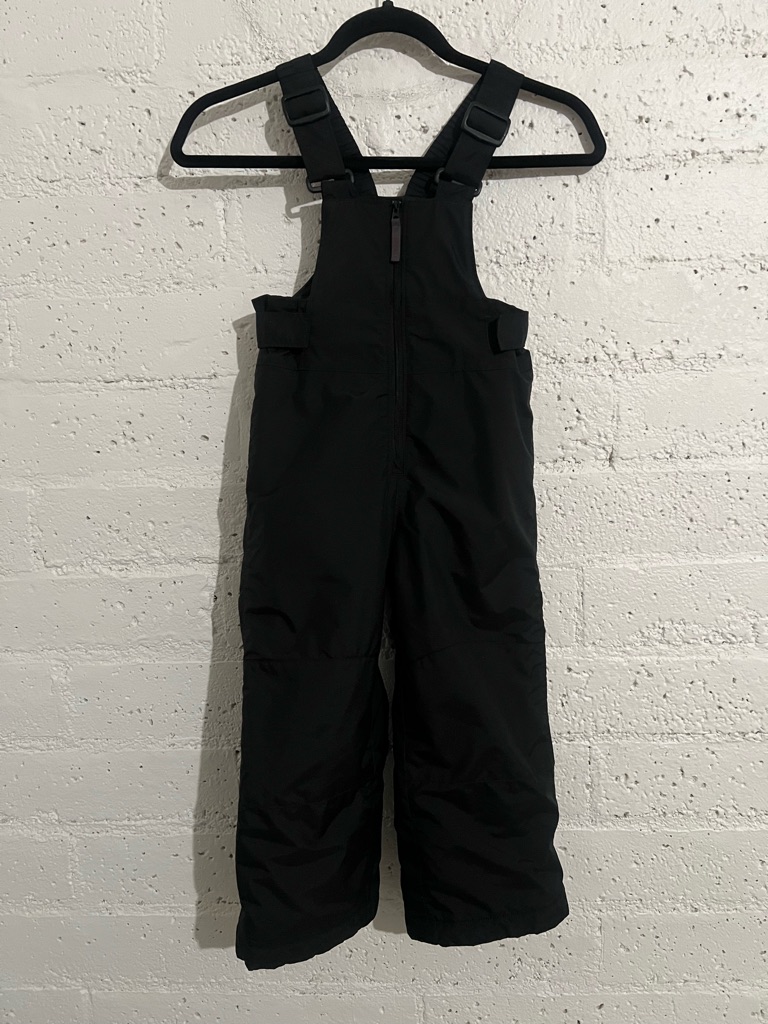 Columbia Kids Boys Girls Snow Bib Overalls 4/5 Black Adj Straps Front Zipper Bw4